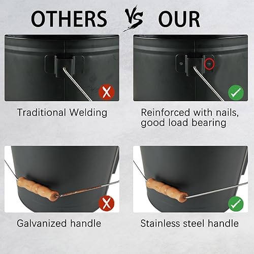 Black 5.2 Gallon Ash Bucket with Lid and Fireplace Cleanup Tools