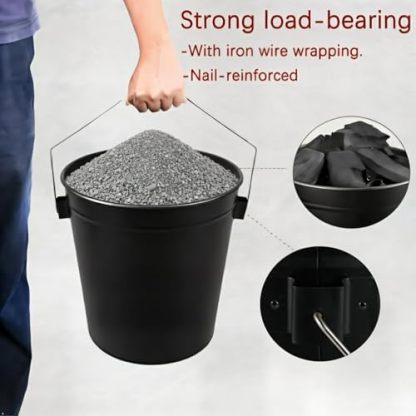 Black 5.2 Gallon Ash Bucket with Lid and Fireplace Cleanup Tools