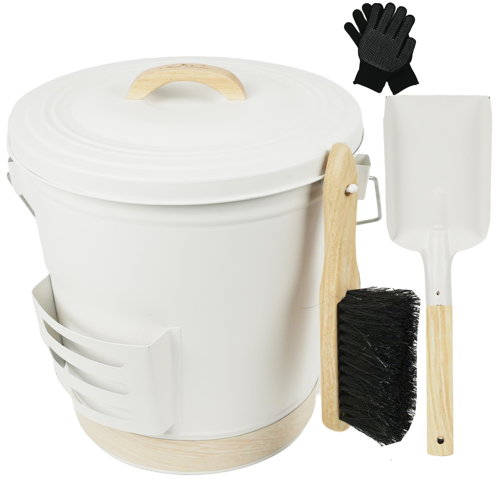Cream White 5.2 Gallon Ash Bucket with Tools