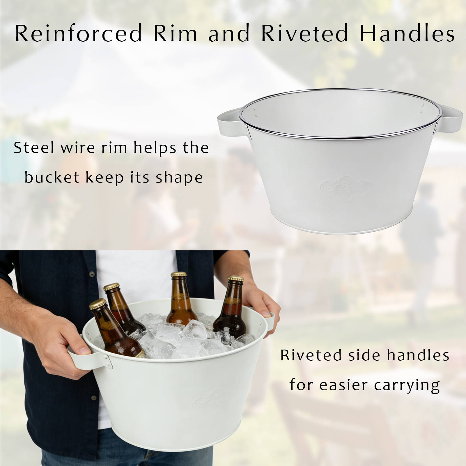 White 3 Gallon Metal Beverage Tub