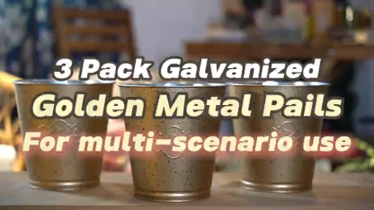 Set of 3 Gold Metal Display Buckets