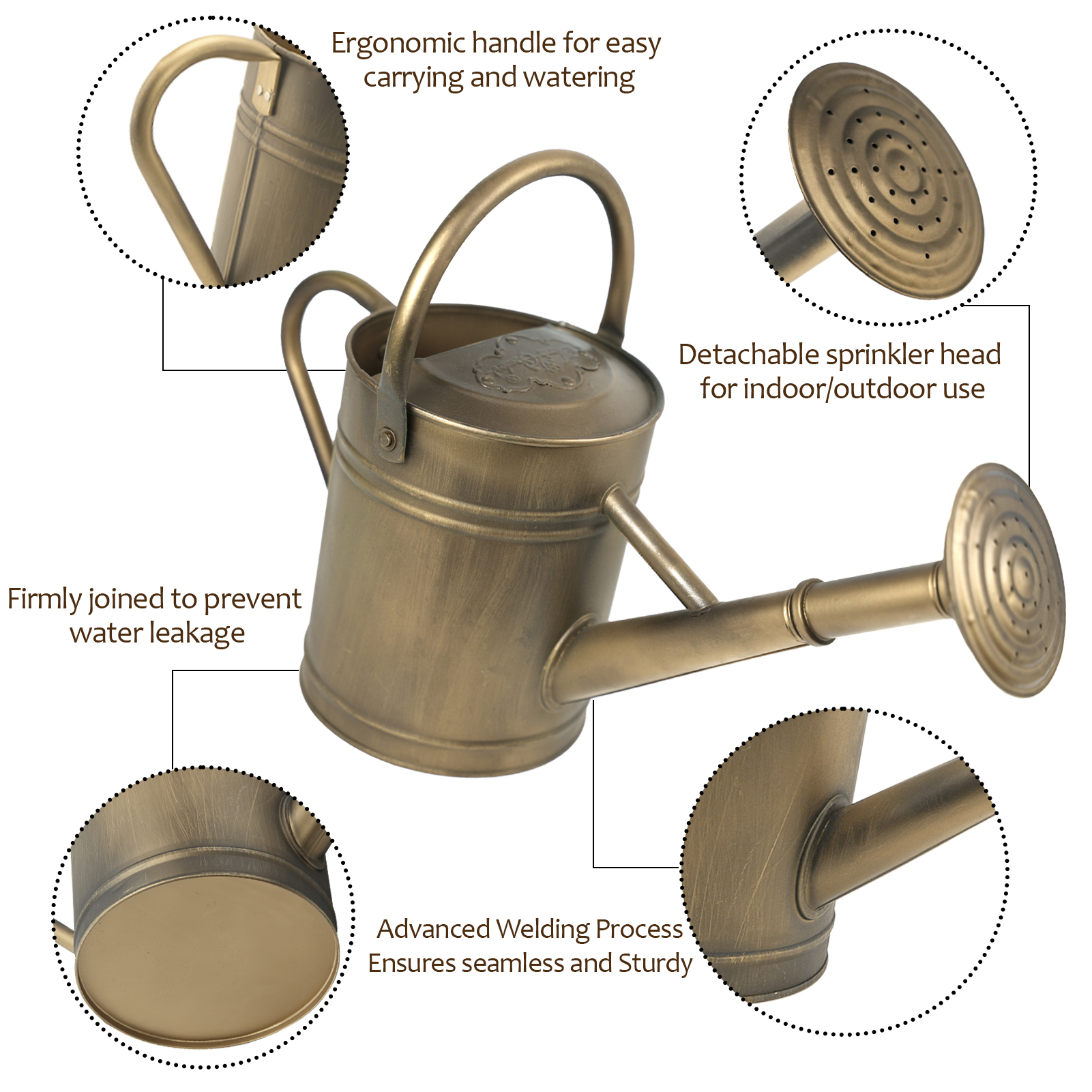 Antique Bronze 1 Gallon Metal Watering Can