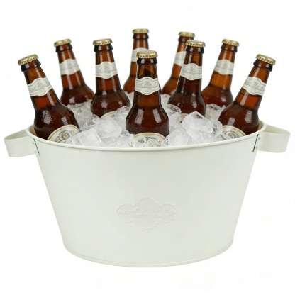 White 3 Gallon Metal Beverage Tub