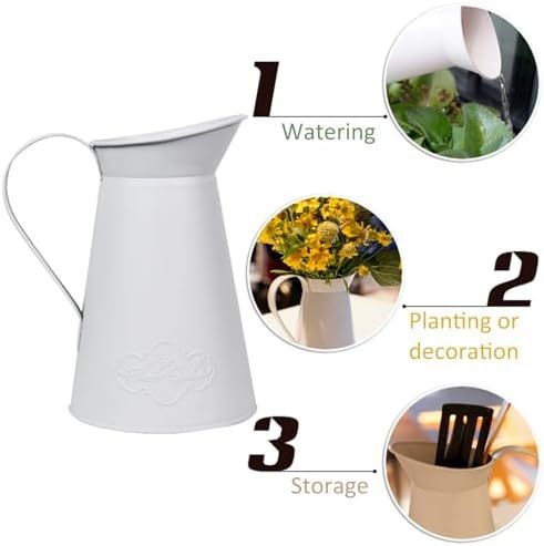 Soft white metal pitcher vase Amazon use-detail image