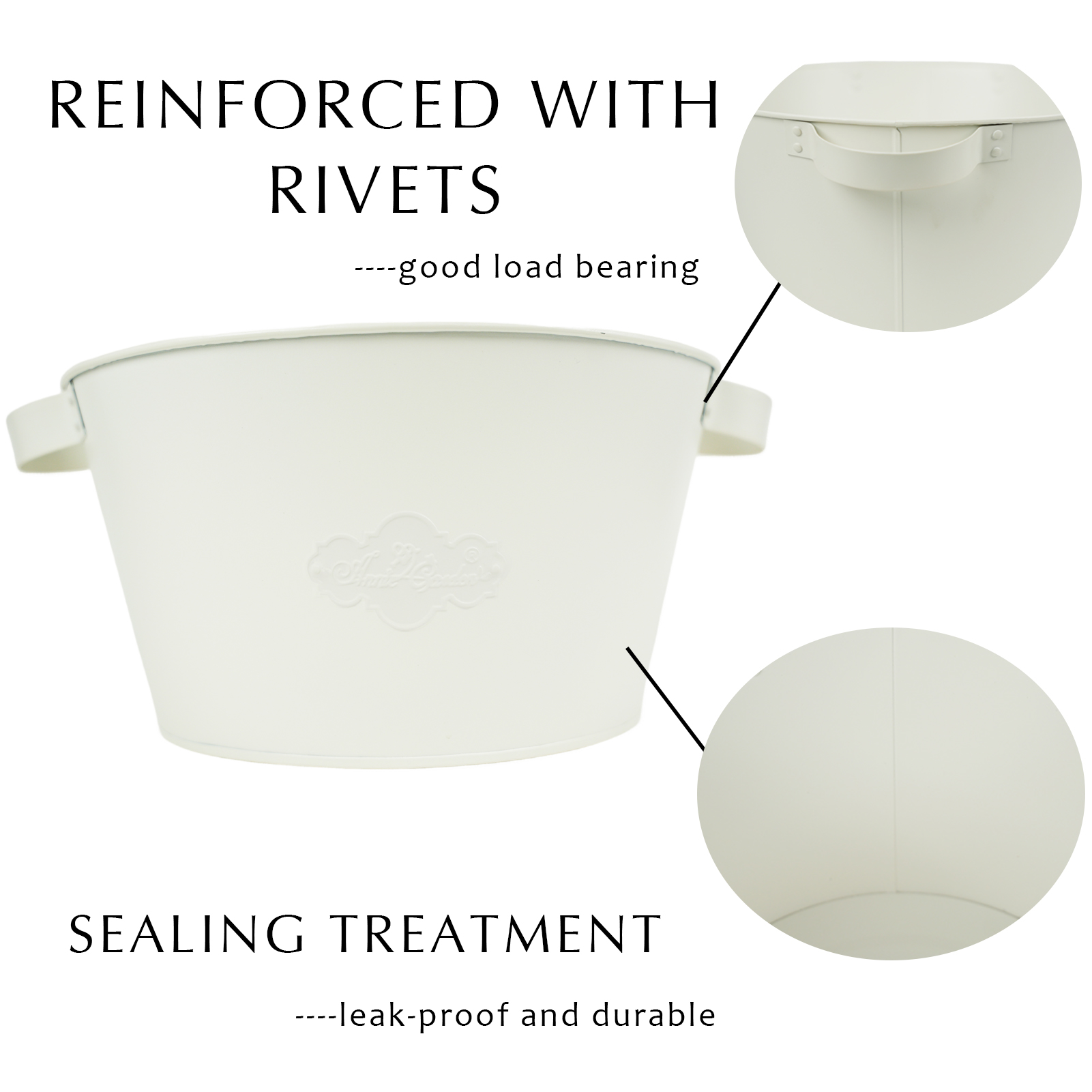 White 3 Gallon Metal Beverage Tub