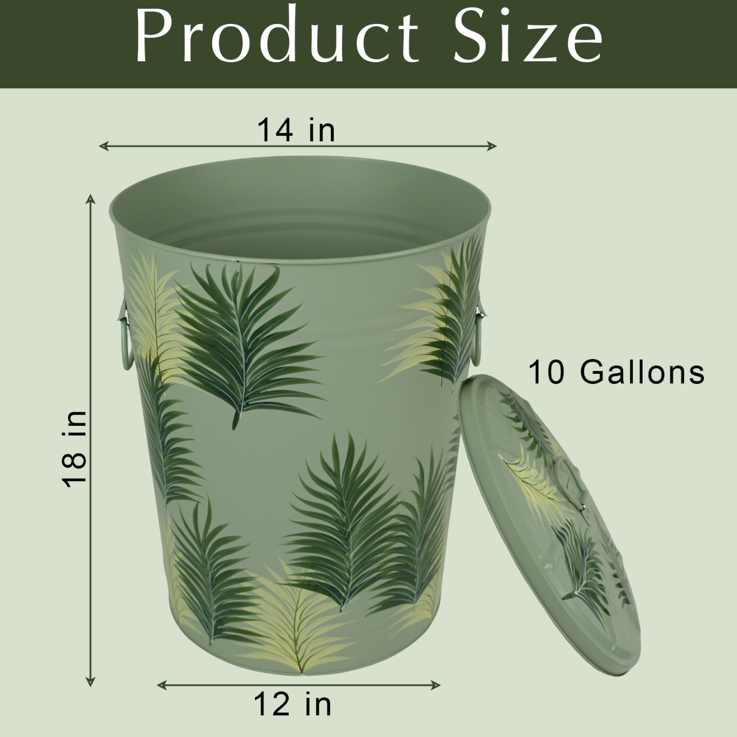Hand Painted Metal Outdoor Storage Bin with Lid, 10 Gallon