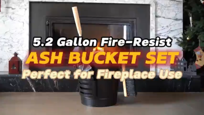 Black 5.2 Gallon Ash Bucket with Fireplace Tools