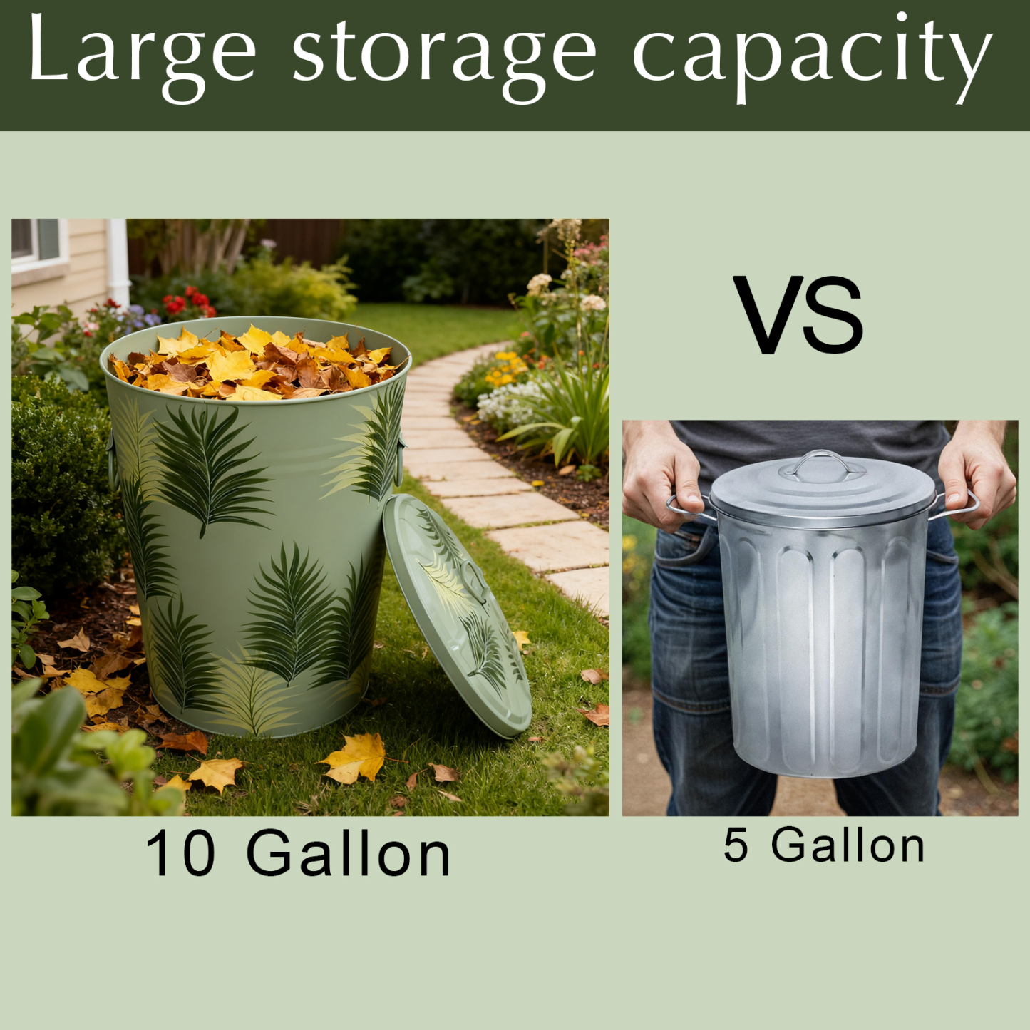 Hand Painted Metal Outdoor Storage Bin with Lid, 10 Gallon