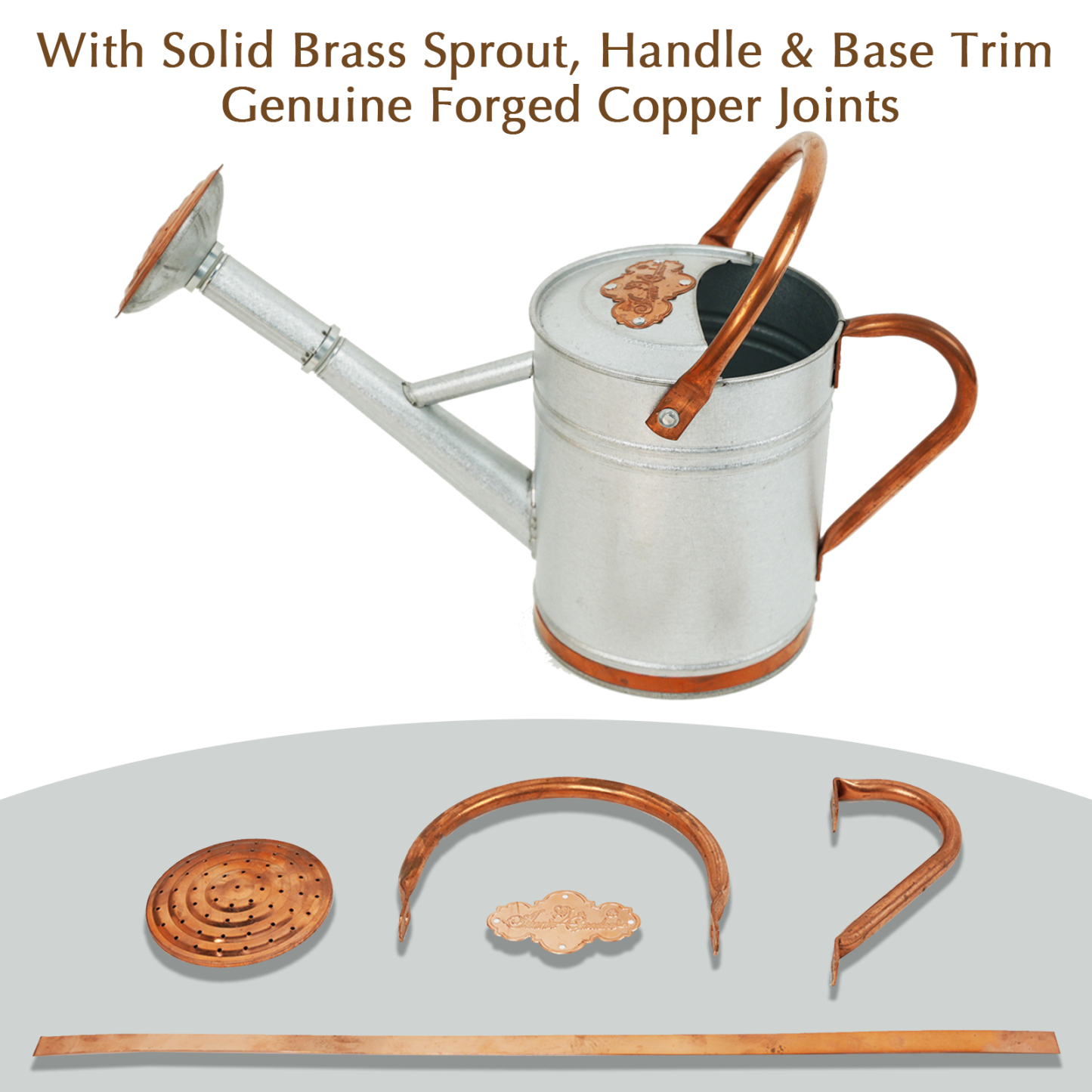Galvalume 1 Gallon Watering Can with Copper Details
