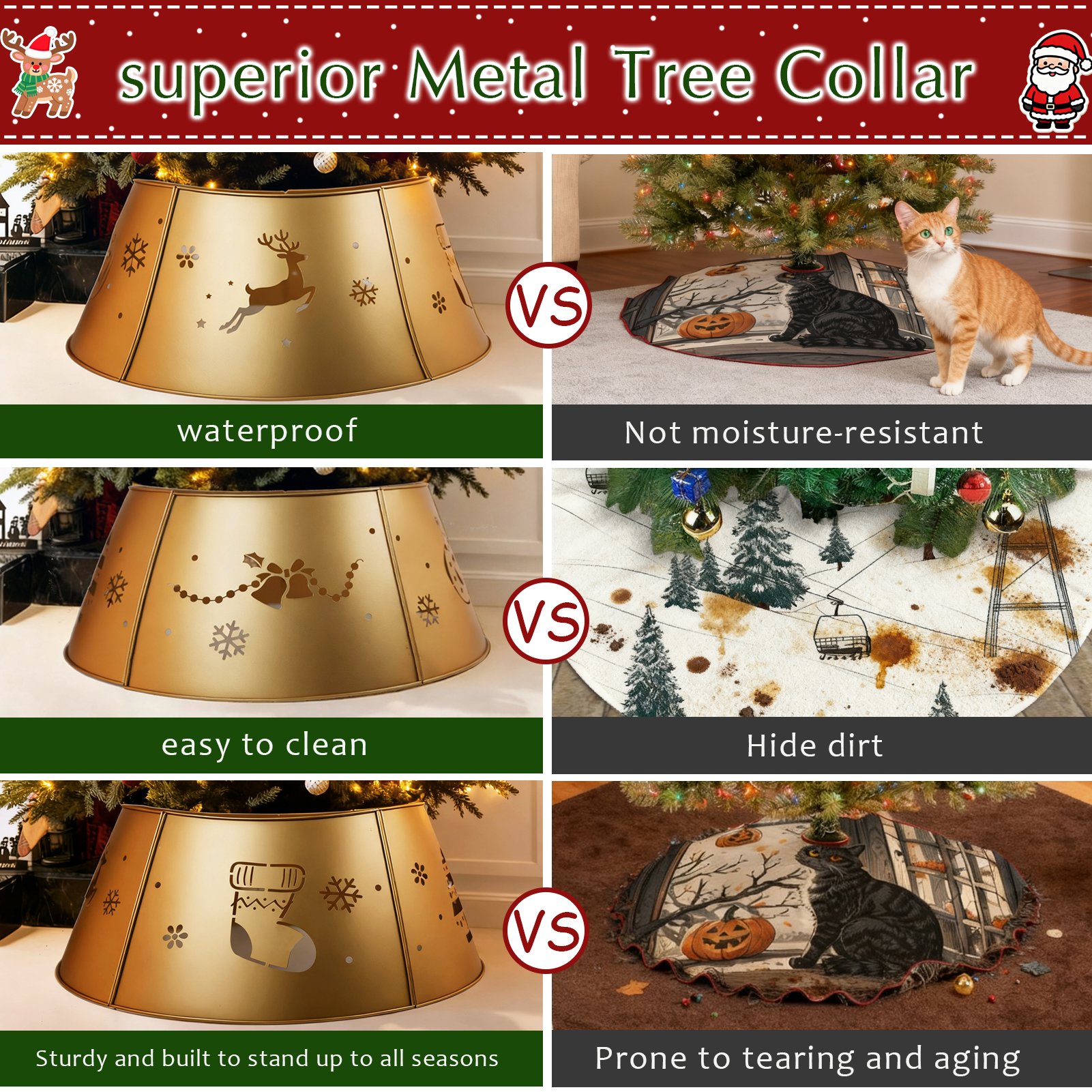 Gold 27.6 Inch Metal Christmas Tree Collar