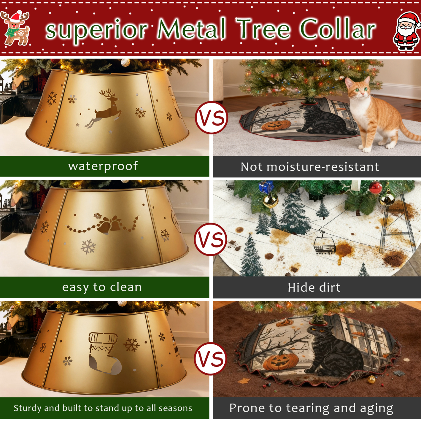 Gold 27.6 Inch Metal Christmas Tree Collar