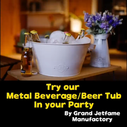 White 3 Gallon Metal Beverage Tub