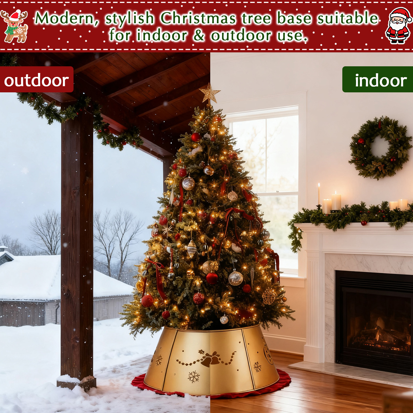 Gold 27.6 Inch Metal Christmas Tree Collar