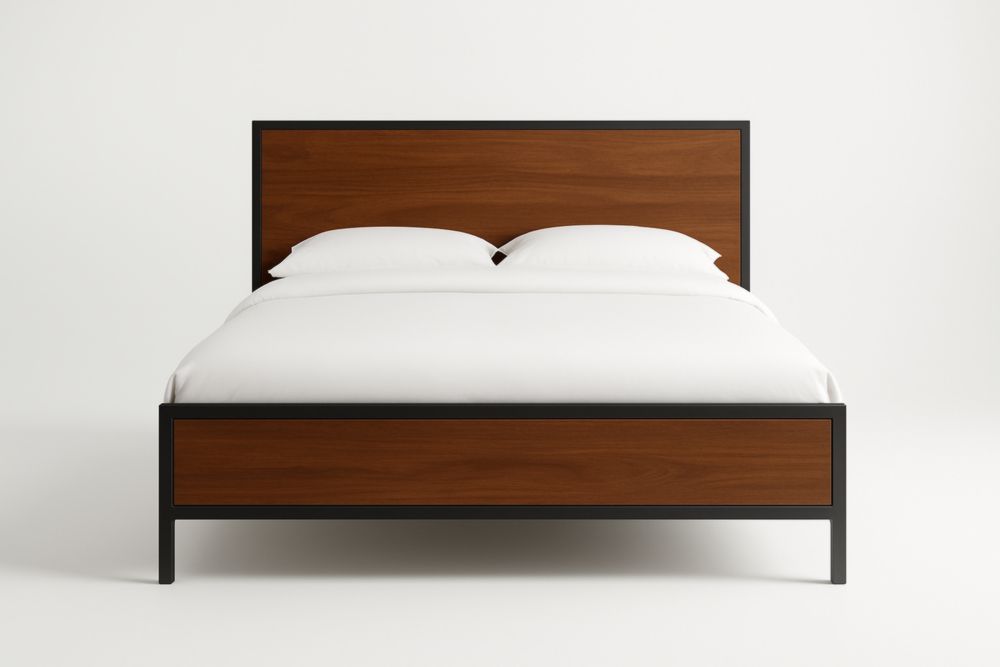 Letto matrimoniale in legno massello e alluminio 200 cm x 160 x100 cm