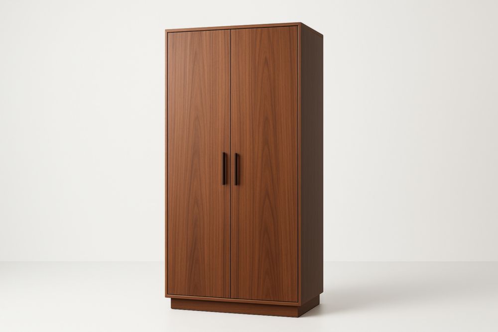 Armadio 2 Ante in Legno Impiallacciato Noce, 180x80x50 cm