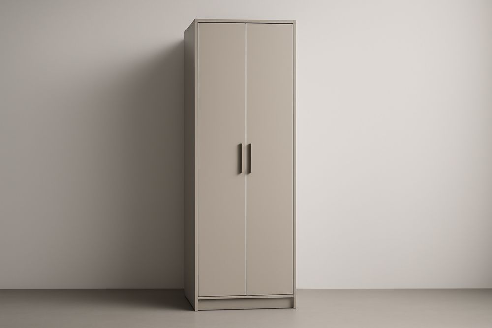 Armadio guardaroba con doppia anta in legno composito beige 200 cm