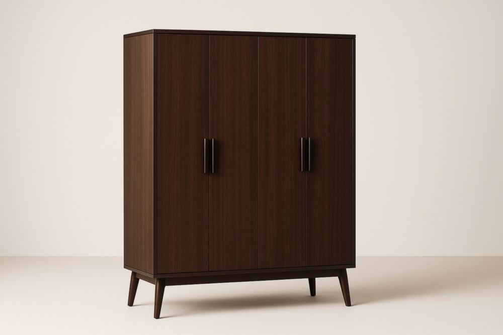 Armadio in legno con ante battenti in marrone scuro 200x120x50 cm