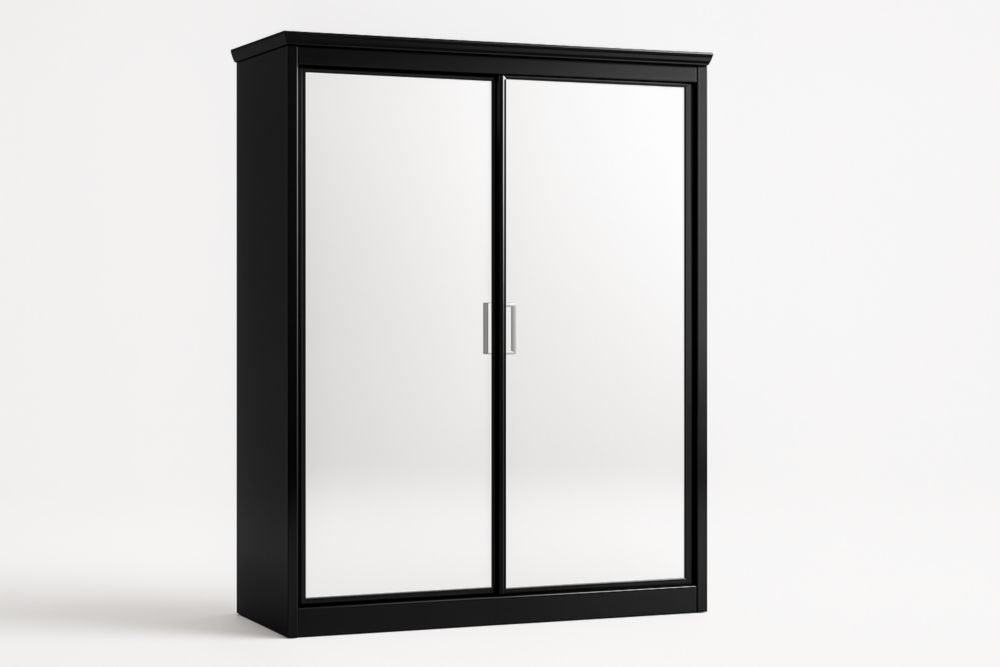 Armadio con ante scorrevoli specchiate in legno nero