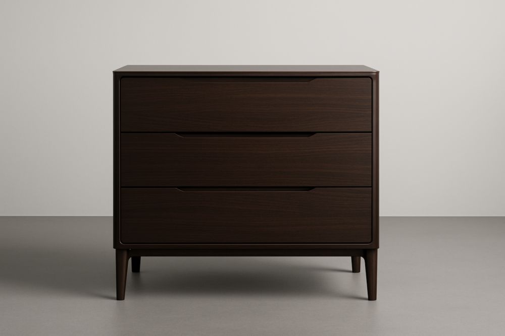 Cassettiera in Legno con Tre Cassetti Marrone