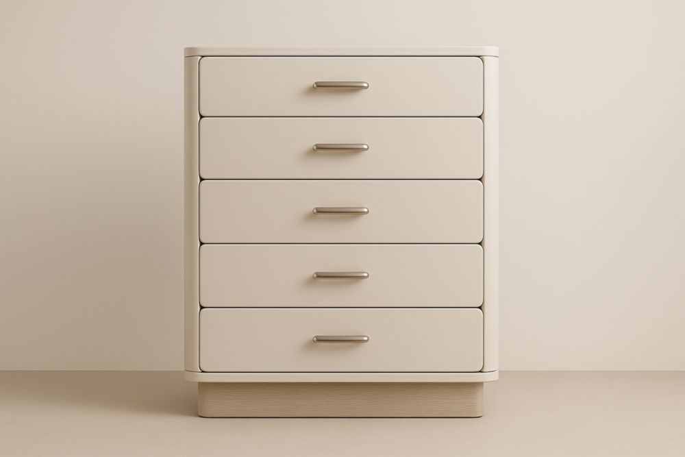 Cassettiera a 5 cassetti in legno composito Bianco crema