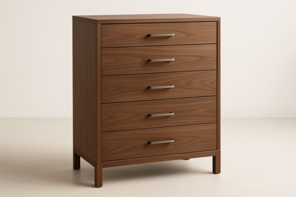 Cassettiera in Legno di Noce 5 Cassetti