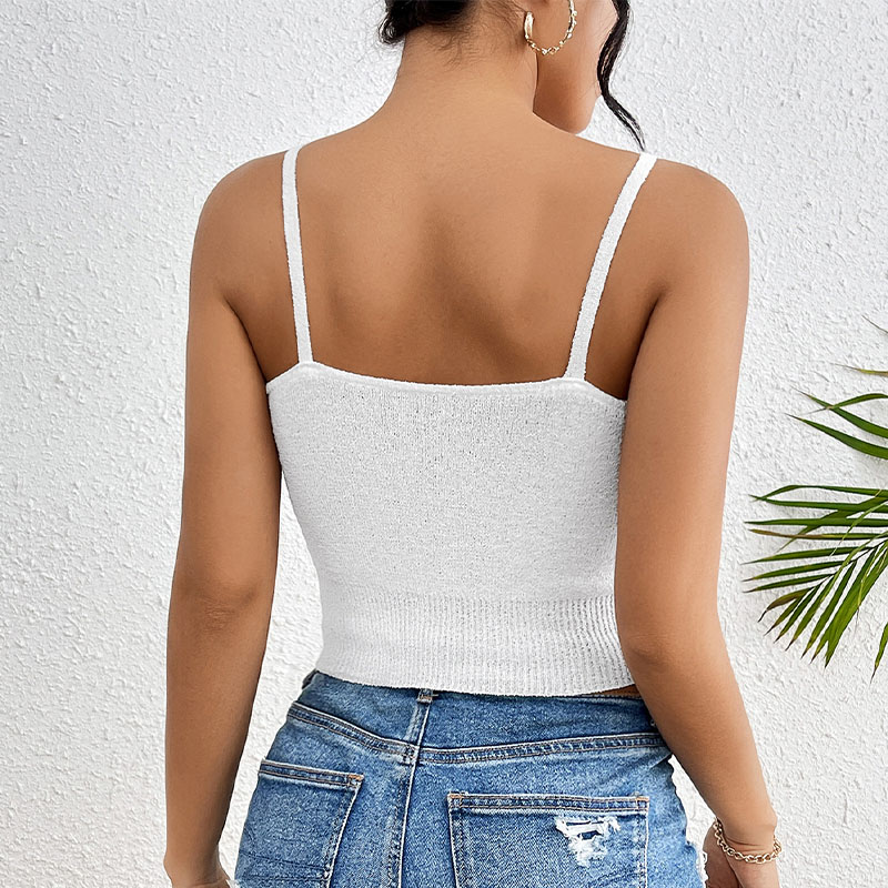 Simple and sexy midriff-baring vest for women with short suspenders