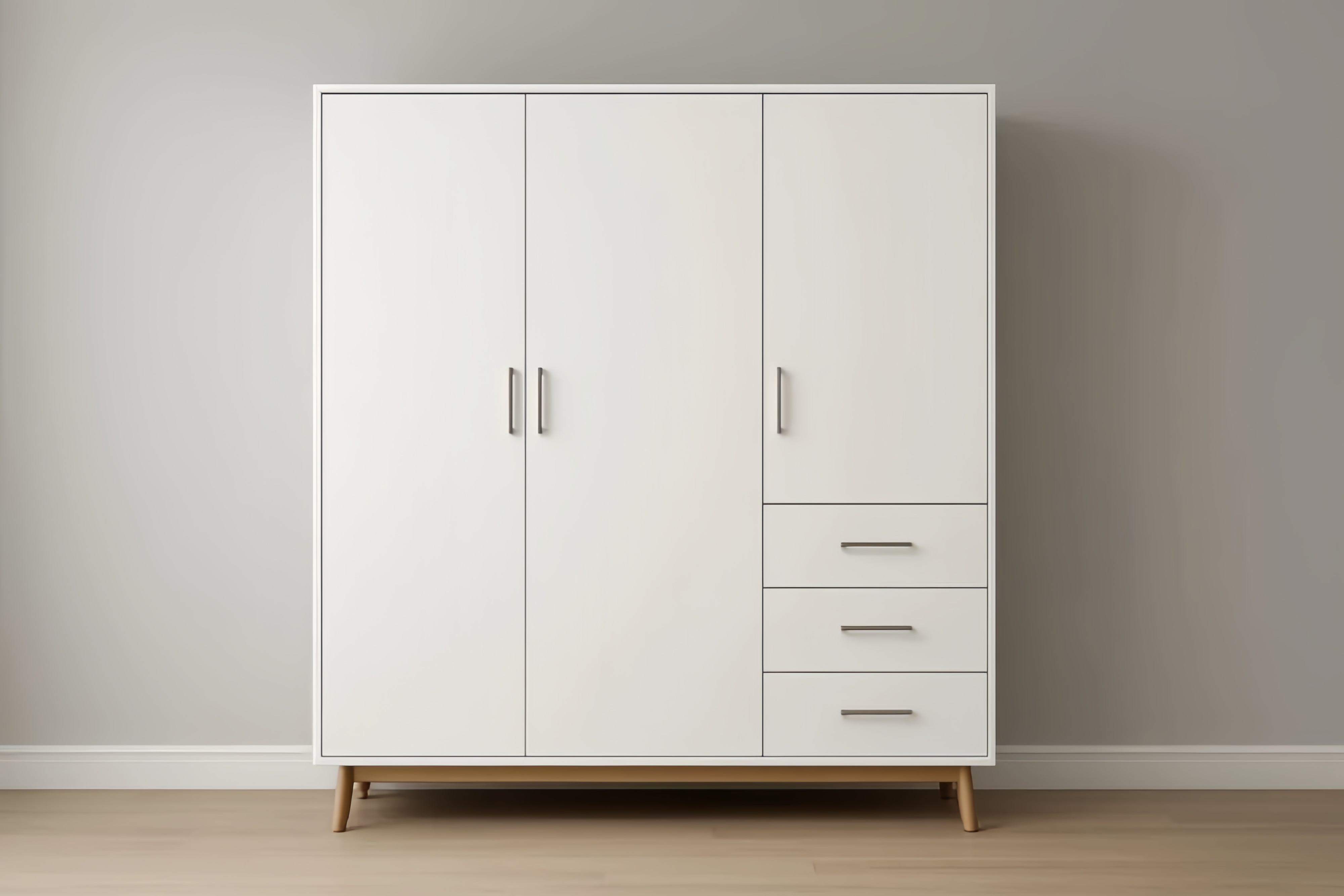 Armoire en MDF Blanc avec Tiroirs et Portes