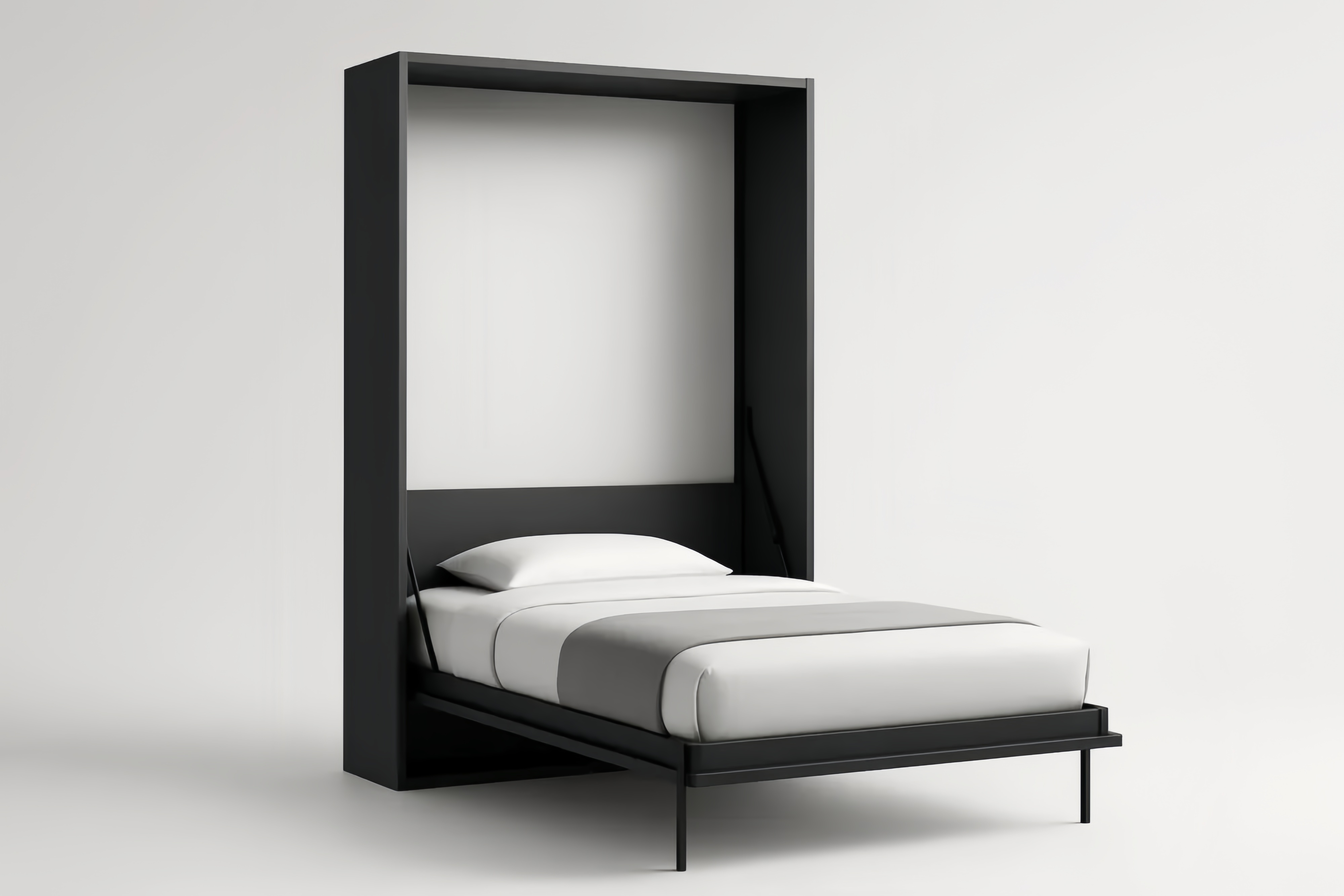 Lit escamotable mural en acier noir 200x90 cm