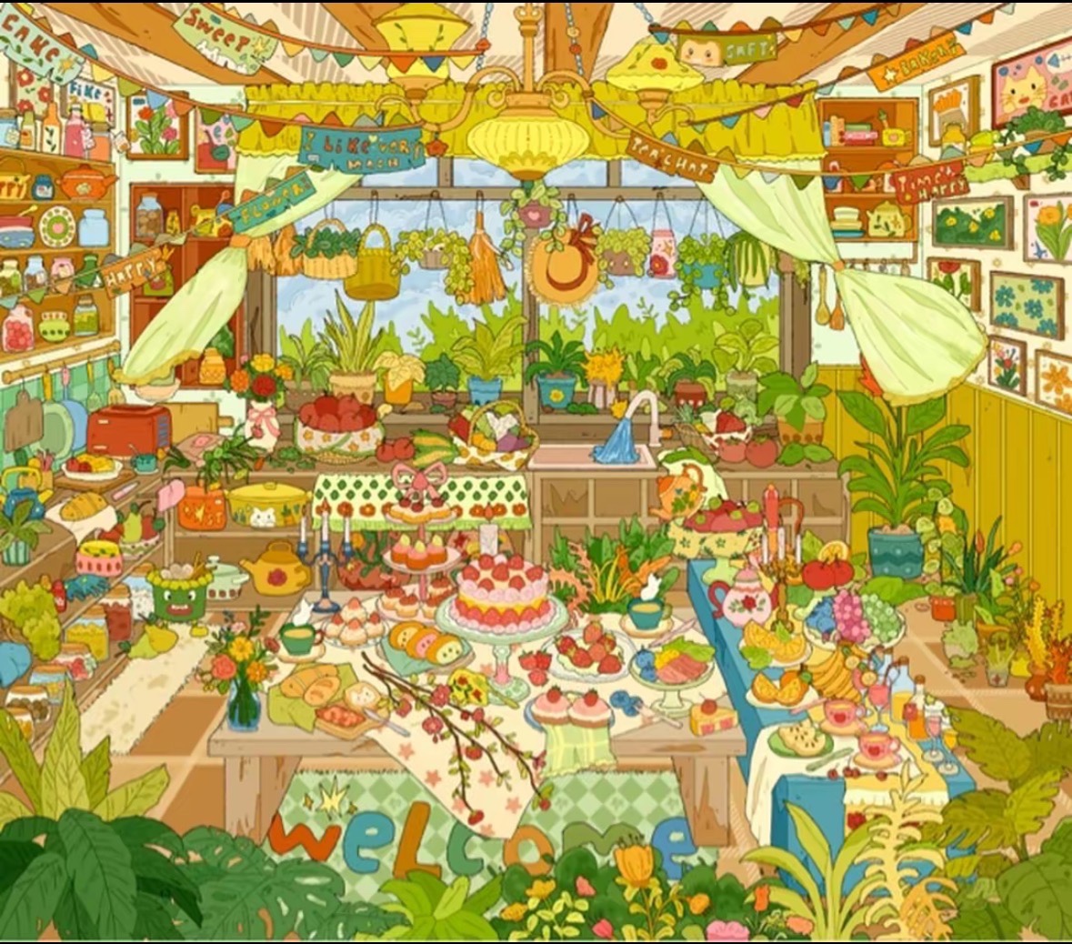 Cozy Forest Garden Kitchen Diorama Scene Stickers, Warm Cottage Core 3D Landscape PET Stickers for DIY Journal Scrapbooking Crafts