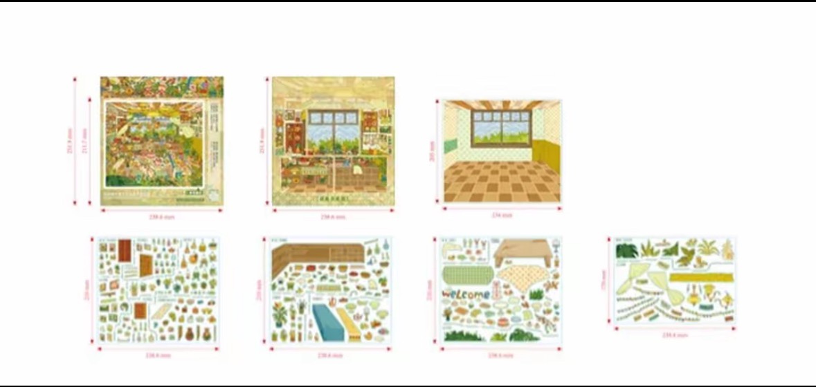 Cozy Forest Garden Kitchen Diorama Scene Stickers, Warm Cottage Core 3D Landscape PET Stickers for DIY Journal Scrapbooking Crafts