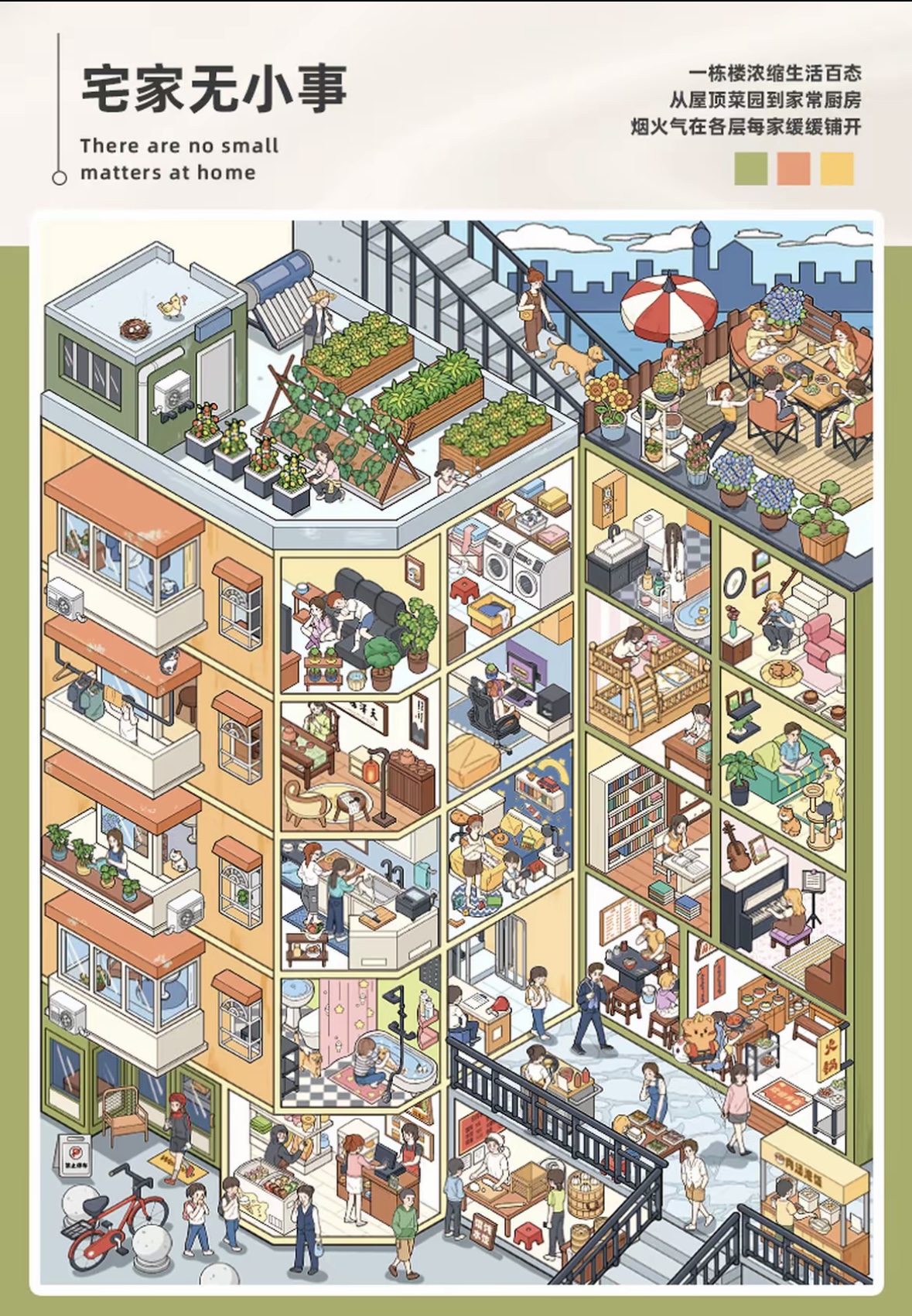 TELADO City Life Series Sticker Scene Book - 6 Styles 3D Isometric DIY Miniature World Stickers for Journaling, Scrapbooking & Crafts