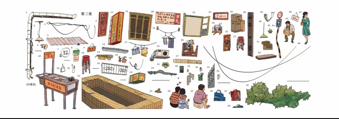 Retro 90s Old Town Street Evening Diorama Scene Stickers, Nostalgic Vintage Chinese Alley 3D Landscape PET Stickers for DIY Journal Crafts