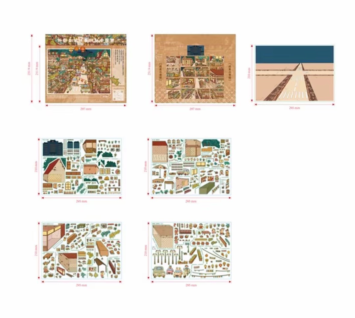 Vintage Night Market Street Diorama Scene Stickers, Bustling Town Fair 3D Landscape PET Stickers for DIY Journal & Crafts