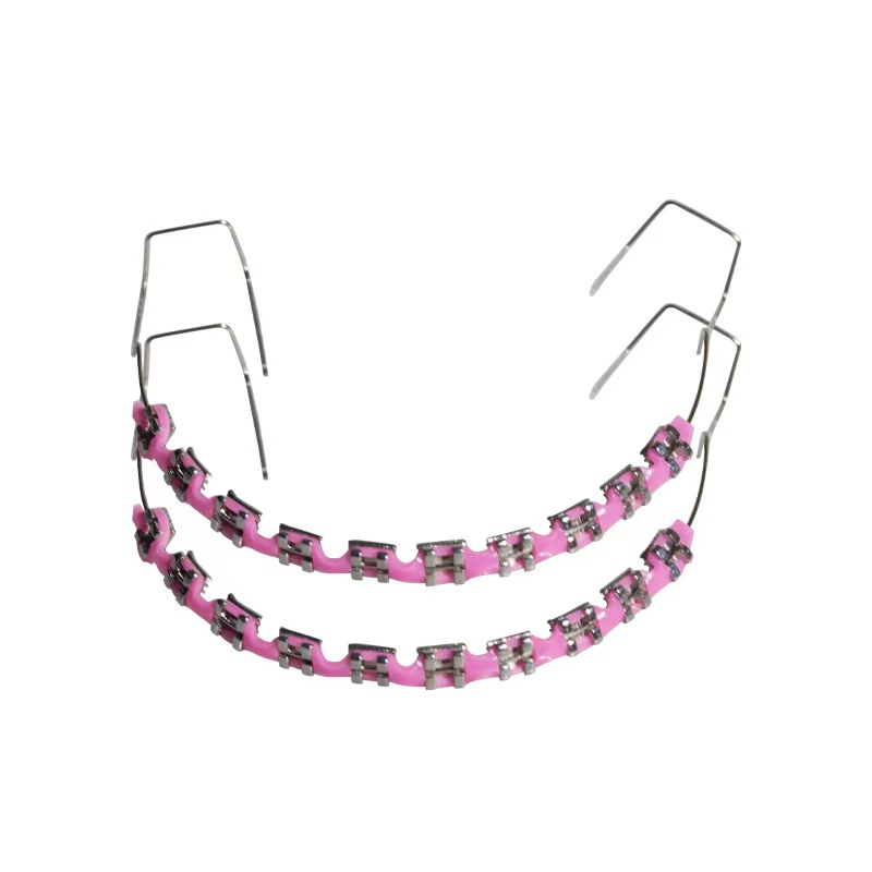 Dental Orthodontic Brackets & Power Chains Set, Temporary Tooth Decoration Metal Braces Kit for Fashion