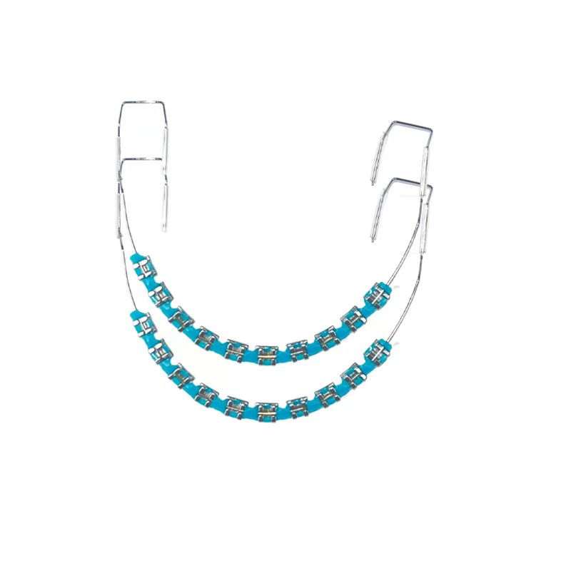 Dental Orthodontic Brackets & Power Chains Set, Temporary Tooth Decoration Metal Braces Kit for Fashion