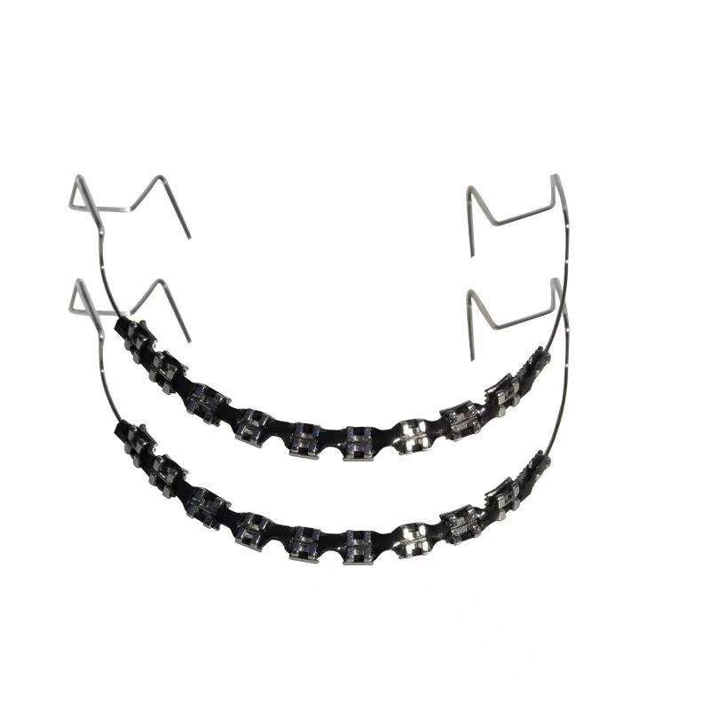 Dental Orthodontic Brackets & Power Chains Set, Temporary Tooth Decoration Metal Braces Kit for Fashion