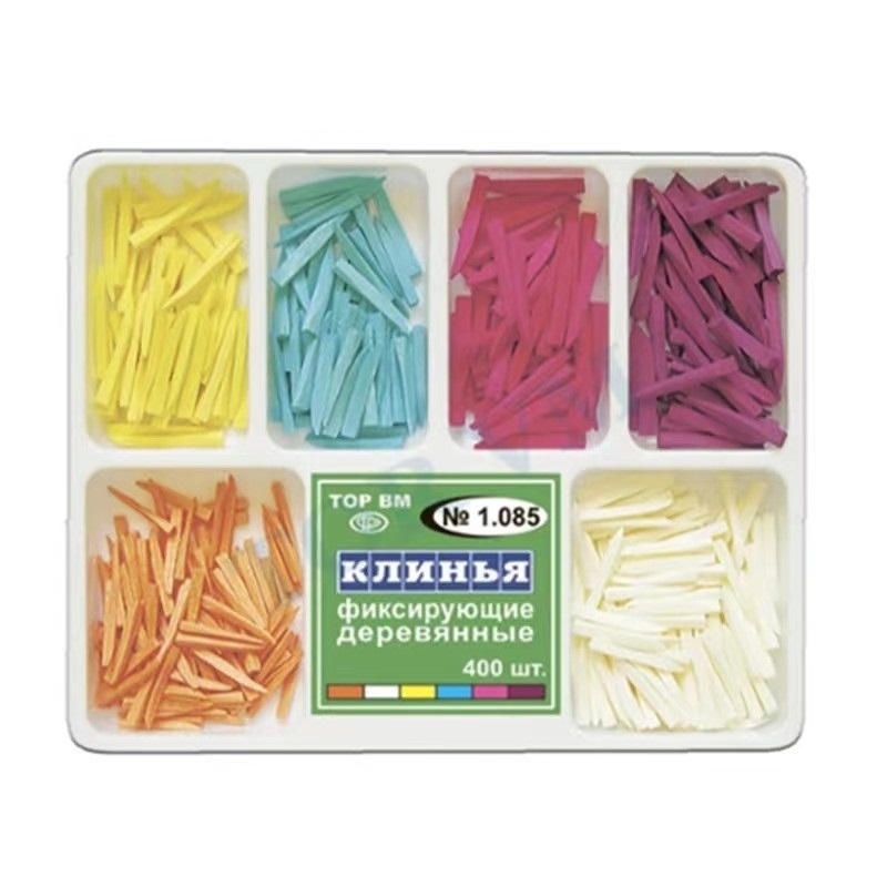 400pcs/box Dental Disposable Wooden Wedges Restoration Interdental Contoured Wedge