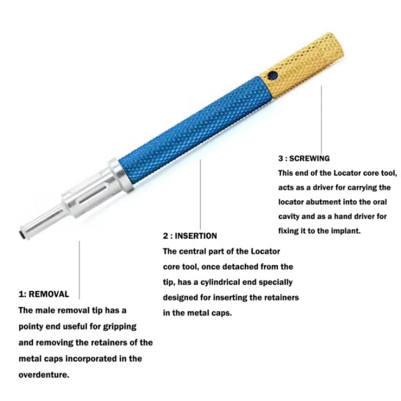 Dental Locator Core Tool, Universal Implant Overdenture Retention Caps Insertion & Removal Driver Wrench