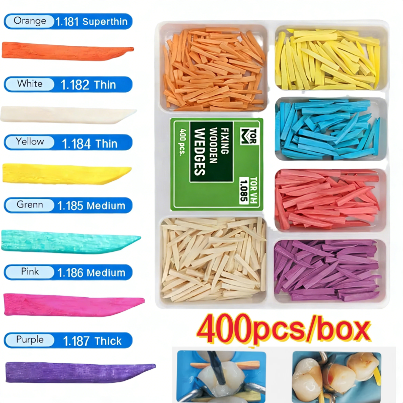400pcs/box Dental Disposable Wooden Wedges Restoration Interdental Contoured Wedge