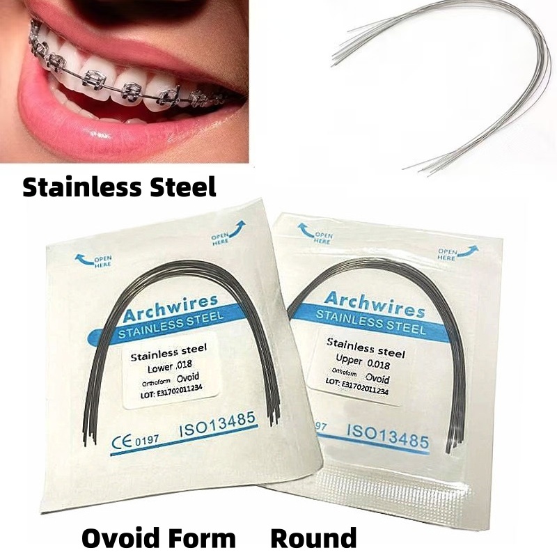Premium Dental Stainless Steel Orthodontic Arch Wires Round & Rectangular Natural Form for Upper Lower