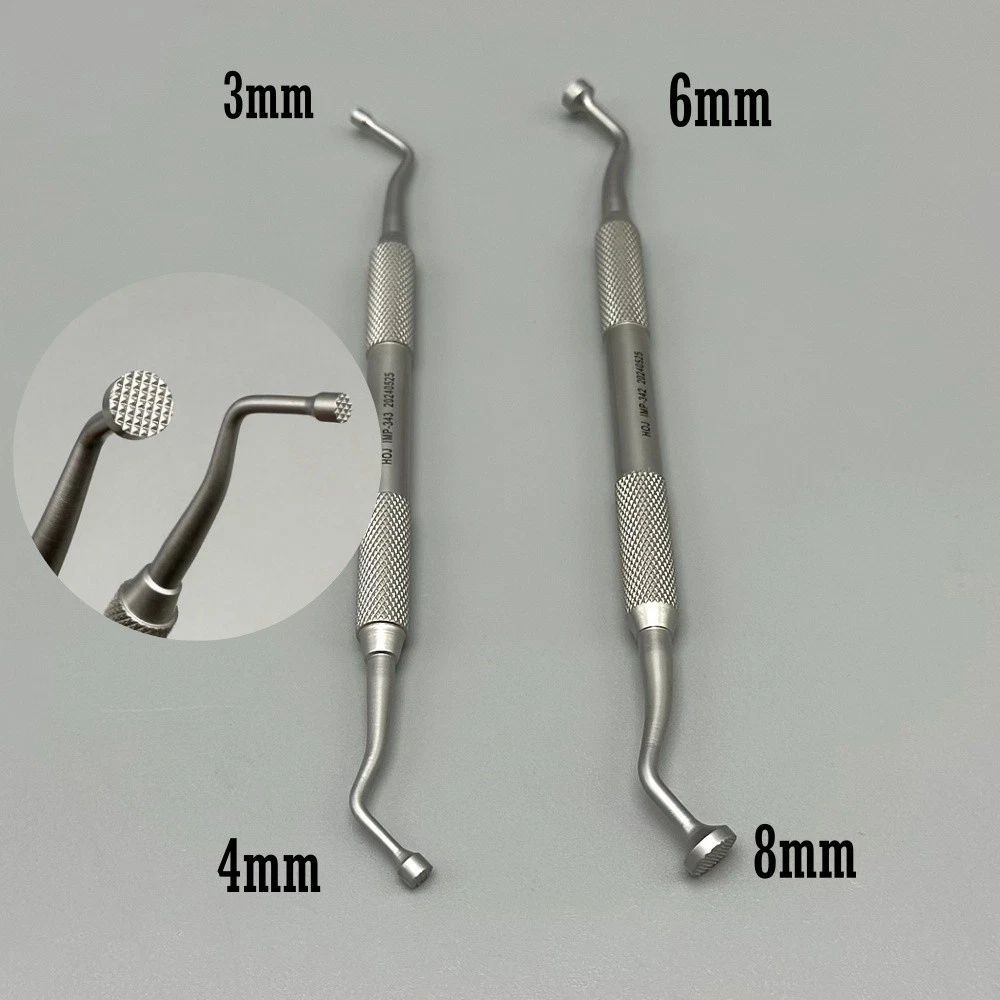 Stainless Steel Double Ended Dental Bone Graft Plugger Packer 3mm-4mm 6mm-8mm Dental Implant Instrument
