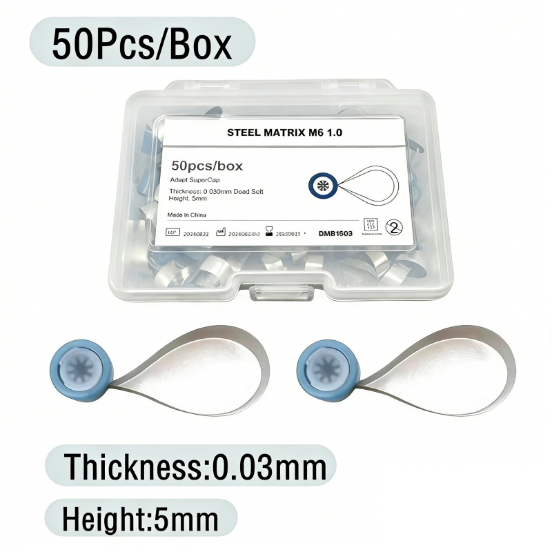 50Pcs Adapt SuperCap Dental Reel Matrix Bands Matrices Thickness 0.03/0.038mm