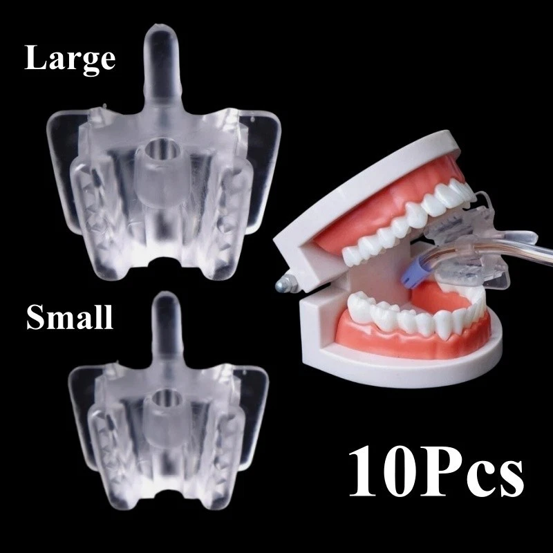 10pcs Dental Silicone Bite Block with Saliva Ejector Hole Mouth Opener Cheek Retractor Large Small