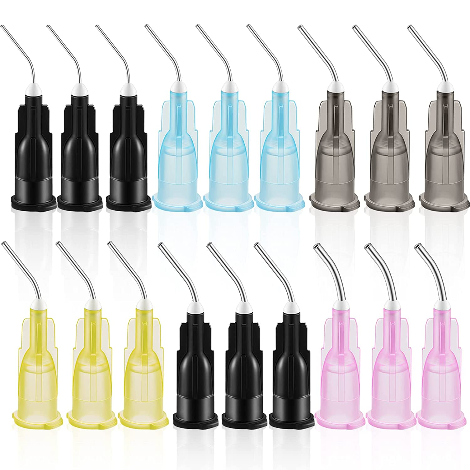 Dentist Pre-Bent Flowing Needle Tips Resin Syringe Tip Gauge For Dental Etch 18G 19G 20G 22G 23G 25G