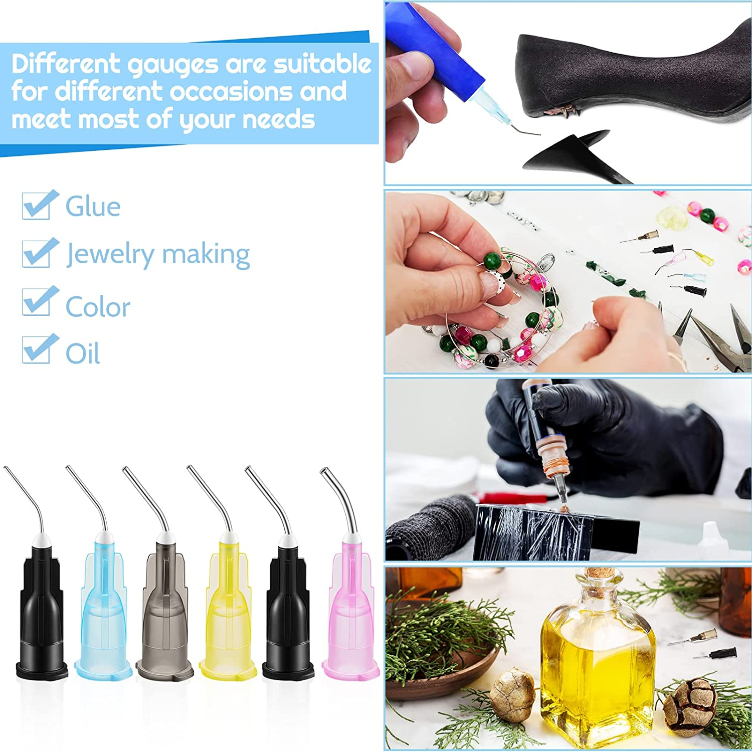 Dentist Pre-Bent Flowing Needle Tips Resin Syringe Tip Gauge For Dental Etch 18G 19G 20G 22G 23G 25G