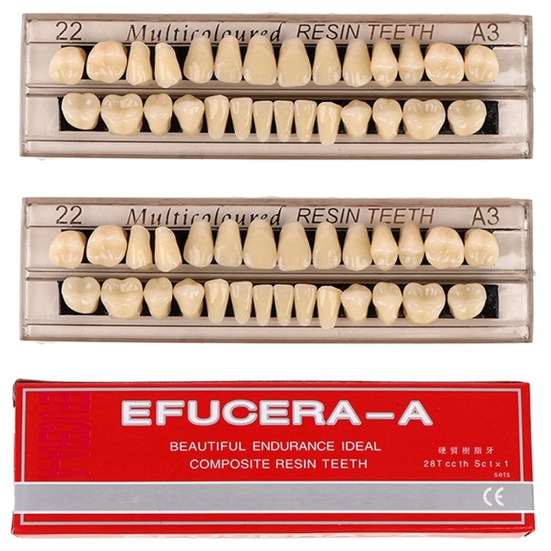 Dental Acrylic Resin Teeth for DIY Dentures | False Tooth Shade A2 A3 Upper Lower Rows for Teeth Replacement