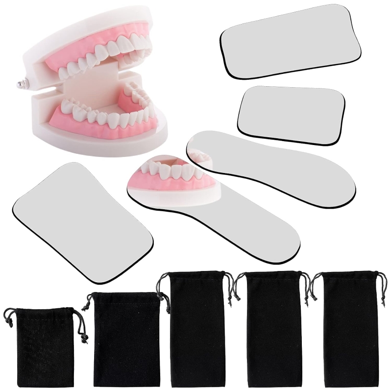 5Pcs Dental Intraoral Photography Glass Mirrors, Orthodontic Double-Sided Mouth Reflector Kit, Autoclavable