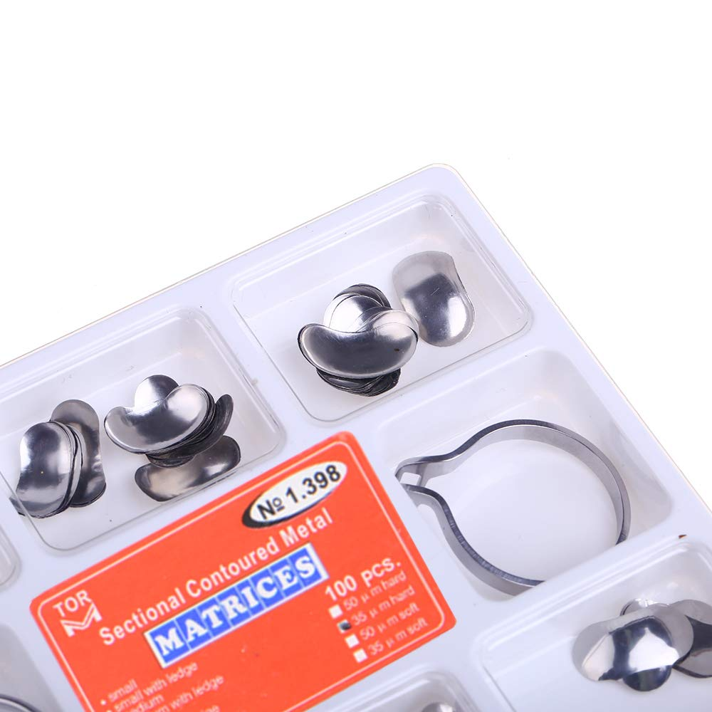 10 Sets TOR VM Dental Matrix Bands Sectional Contoured Matrices Wedges Ring Clamp
