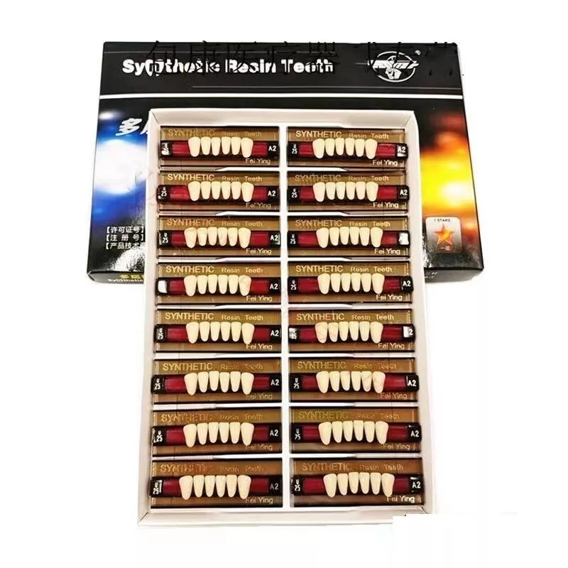 Dental Synthetic Resin Teeth for DIY Dentures | False Teeth Shade A1 A2 A3 Upper Lower Rows for Teeth Replacement