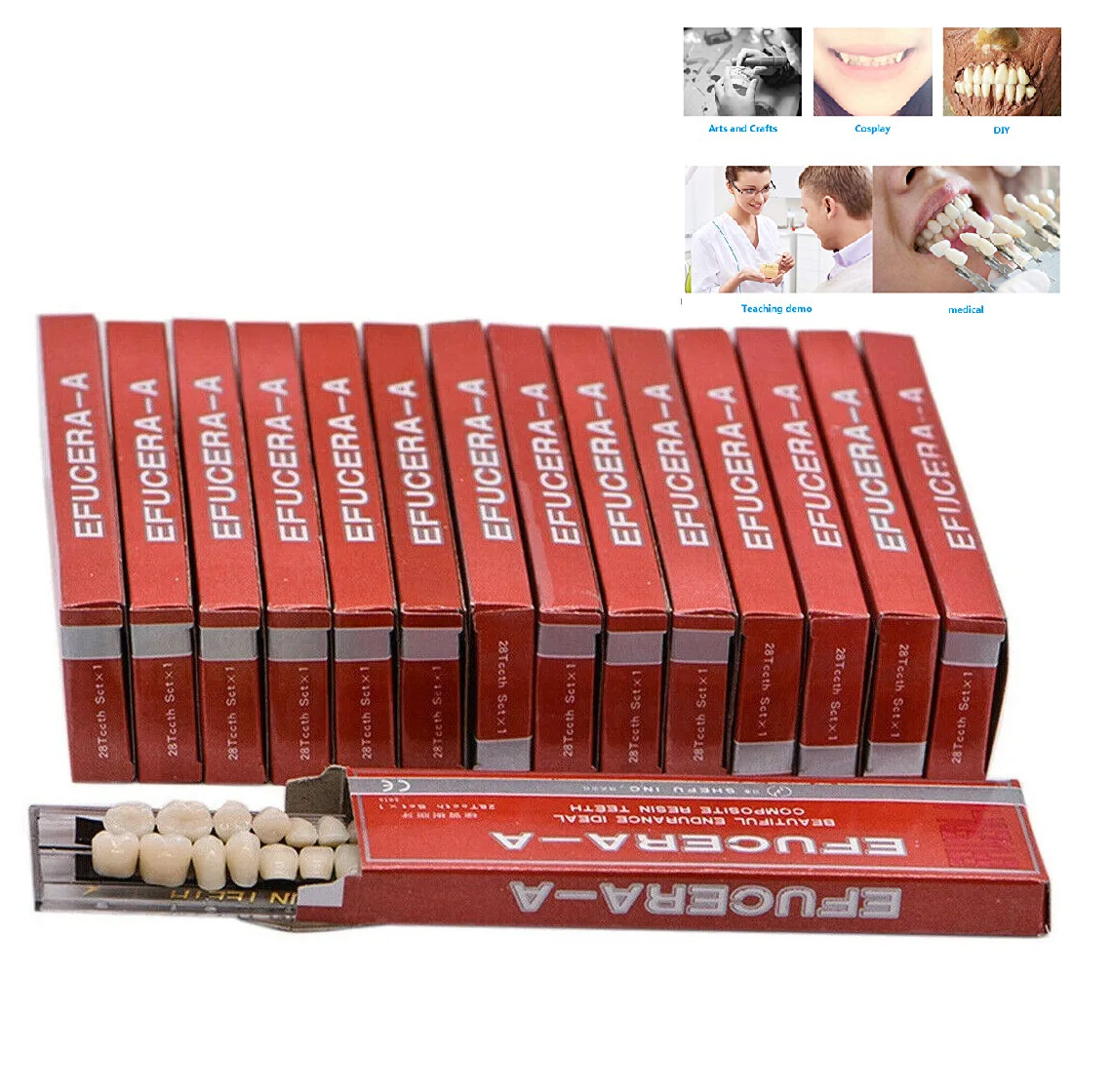 Dental Synthetic Acrylic Resin Tooth Denture False Teeth Upper Lower A2 A3 Color